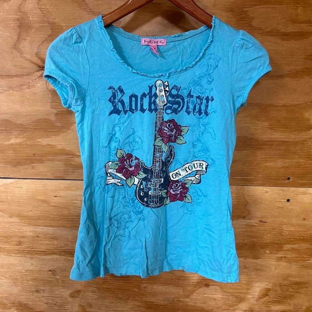 Y2K Grunge Rockstar GF Baby Tee Fang Size Youth Large